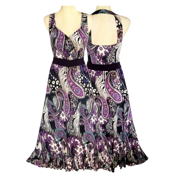 Igigi Dresses | Igigi Purple Paisley Print Knit Maxi Cocktail Dress Size 14/16 | Color: Purple/White | Size: 1x | Jennifer_Shea's Closet